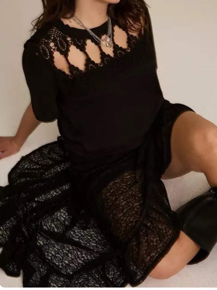 Torrid Festi Asymmetrical Lace Skirt Black Nwt 1x
